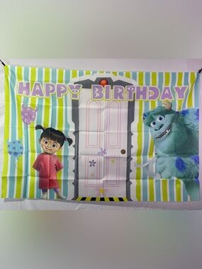 Monsters Inc. Happy Birthday Backdrop Banner 5x3Ft.